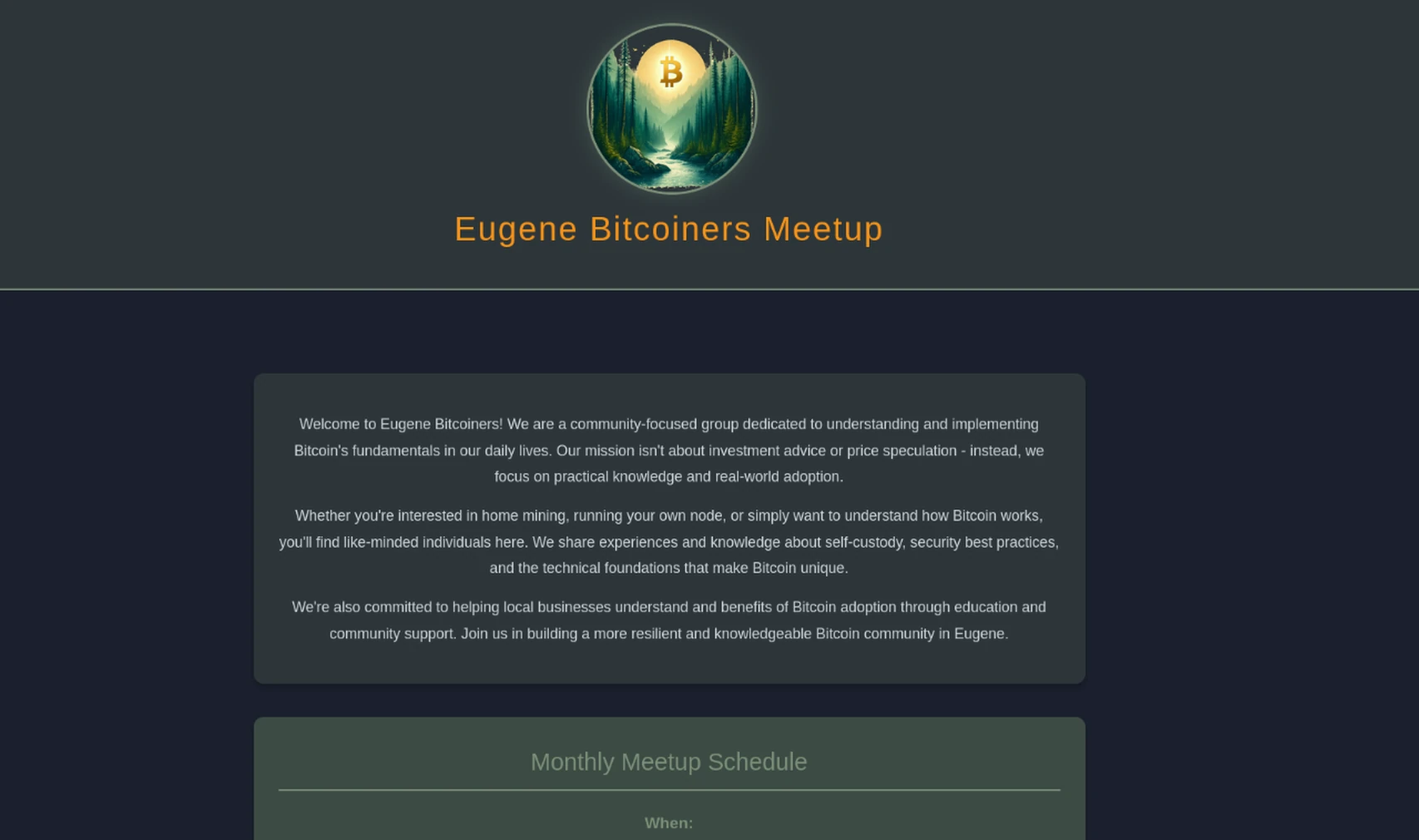 Eugene Bitcoiners Website Preview